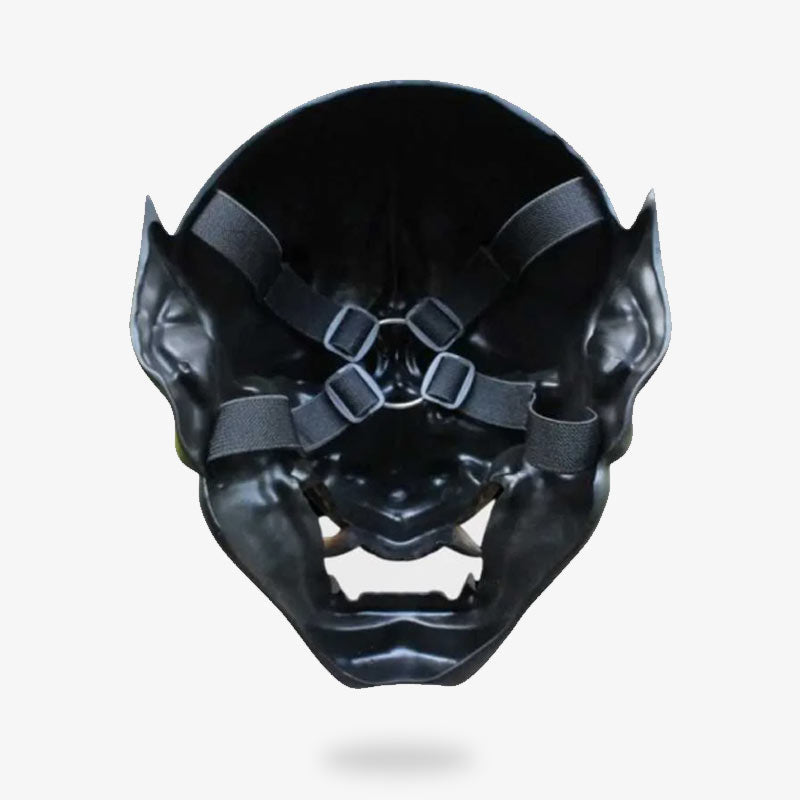 Hannya Maske aus Fiberglas mit schwarzen verstellbaren Riemen