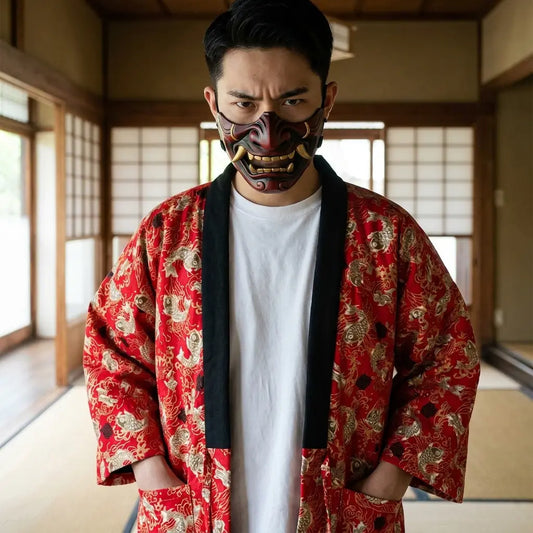 Stilvoll kombinierte Hanten Jacke im japanischen Stil für Damen