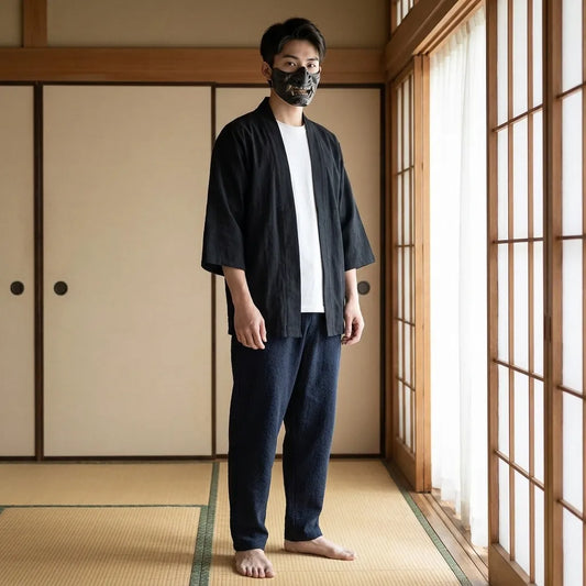 Herren Haori Jacke im japanisch inspirierten Stil, Frontansicht