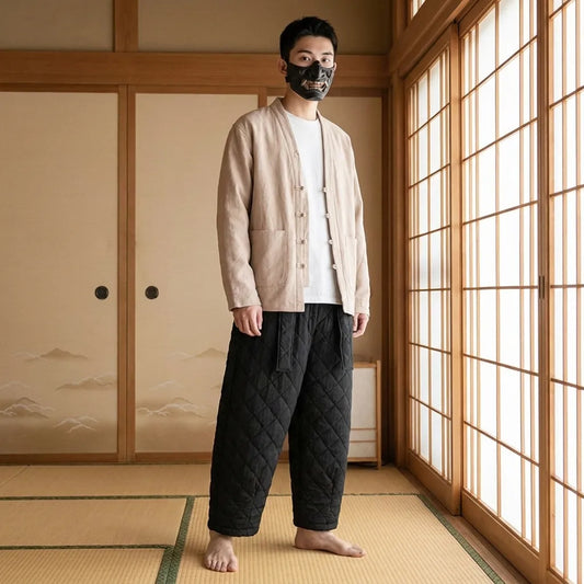 Weite japanische Cargohose Herren im Streetwear-Stil, Frontansicht