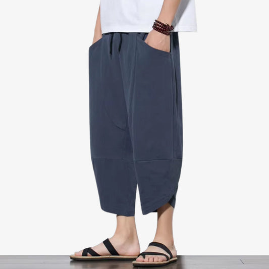 Japanische Cropped Hose Herren im lässigen Streetwear-Stil mit weitem Bein