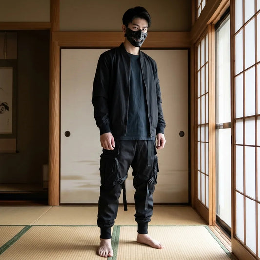 Cargo-Taschen der japanischen Techwear Hose im Detail
