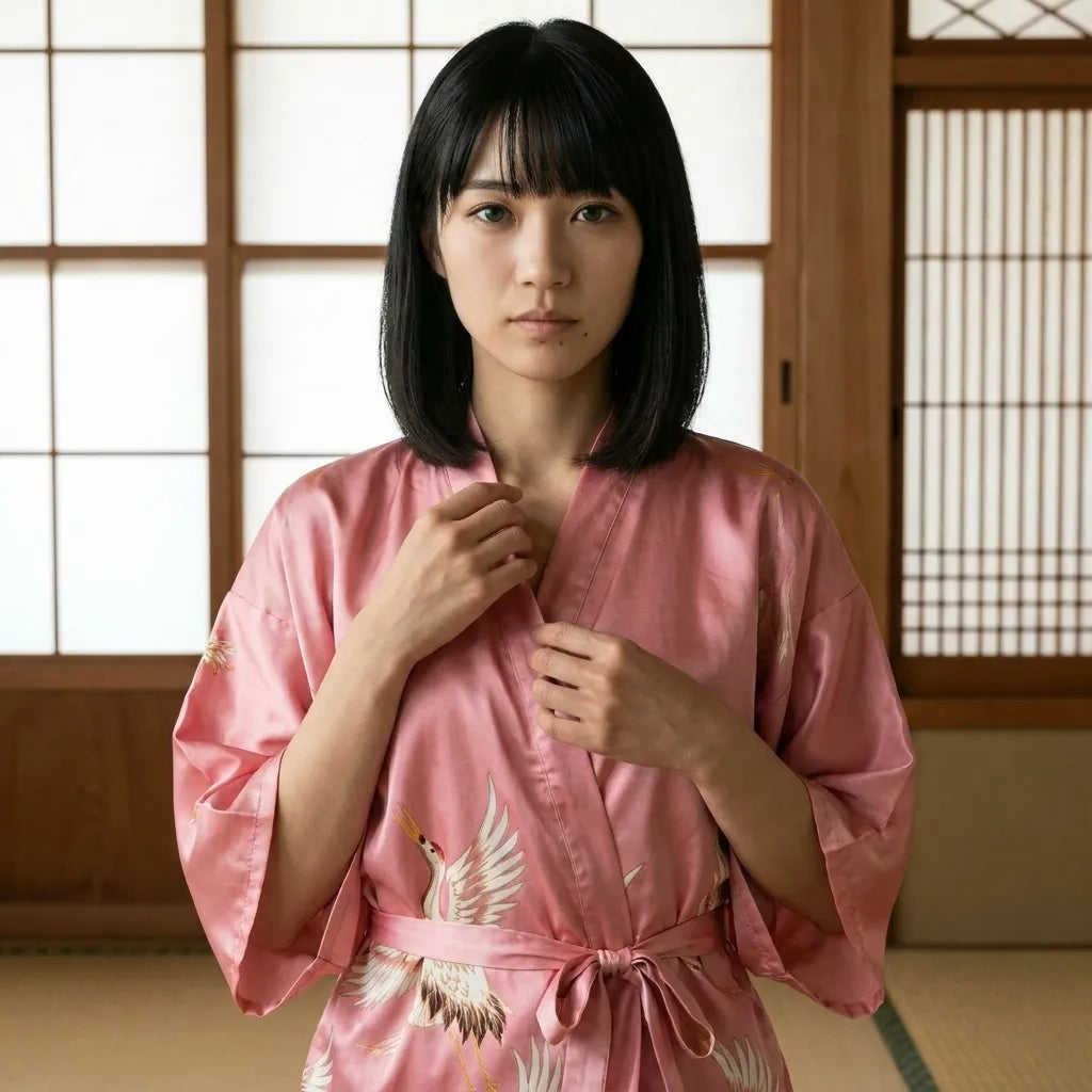 Rückenansicht des Kimono Cardigans im Haori-Stil mit lockeren Ärmeln