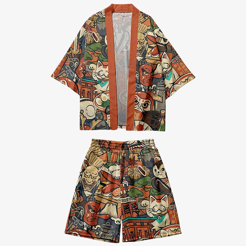 Kimono Set Sommer komplett mit Haori Jacke und Shorts