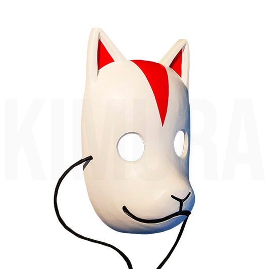 Kitsune Maske im Anime-Stil, von einem Kunsthandwerker gefertigt aus Fiberglas