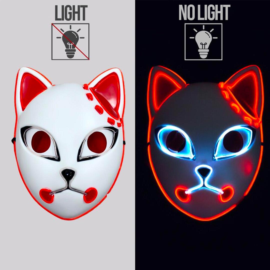 Von einem Kunsthandwerker gefertigte Kitsune Maske aus Fiberglas mit Fuchsmotiv