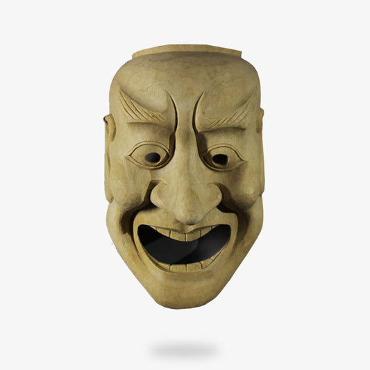 Noh Maske Kurohige aus Fiberglas, Detailansicht der von einem Kunsthandwerker gefertigten Theatermaske