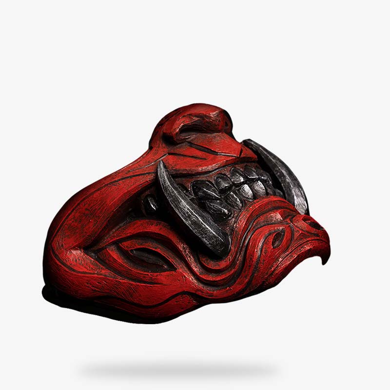 Oni Maske aus Fiberglas mit Samurai-Design, verstellbar für optimalen Sitz