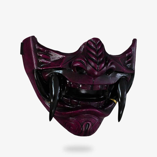 Von einem Kunsthandwerker bemalte Oni-Maske als Samurai Helm Halbmaske