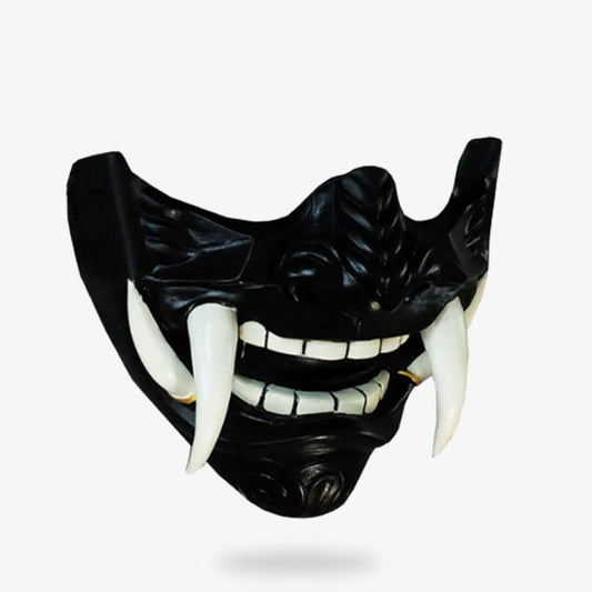 Schwarze Oni-Maske im Samurai-Stil inspiriert vom japanischen Dämon Oni