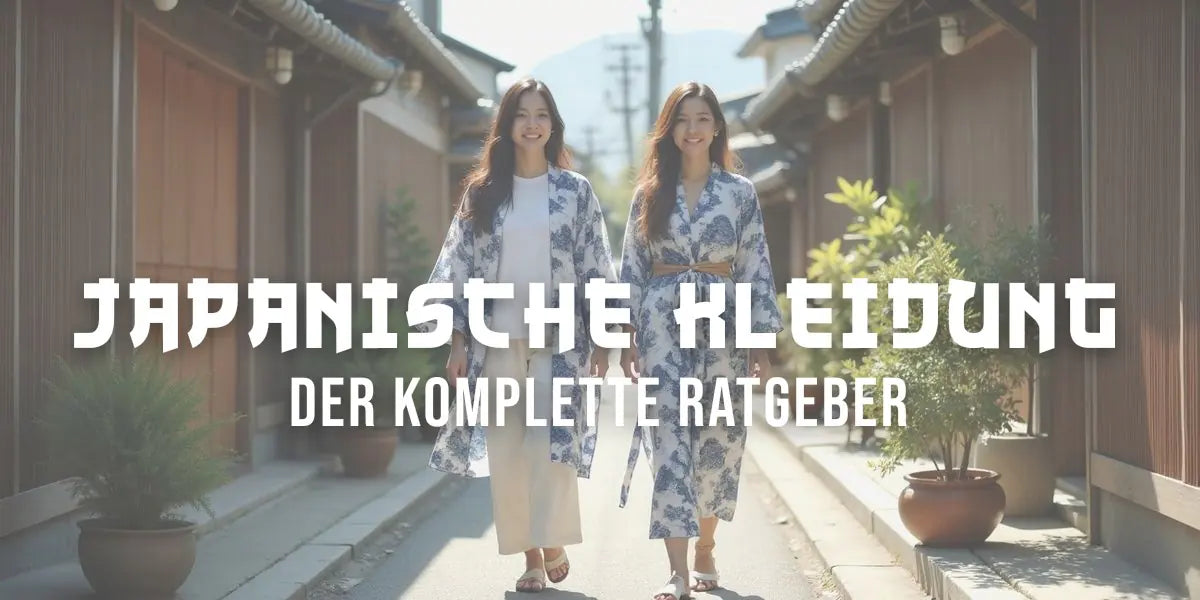 Zwei Frauen in Haori-Jacke und Kimono spazieren durch eine ruhige japanische Straße