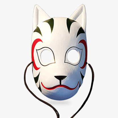 Anbu Maske Yamato als Kitsune Ninja Maske mit roter weißer Handbemalung und schwarzer Kordel