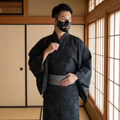 Herren-Kimono mit Bambus-Muster im ruhigen Gesamtlook