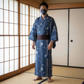 Blauer Kimono Herren