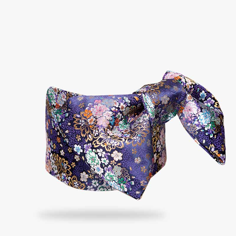 Blauer Obi Gürtel mit japanischem Blumenmuster für Kimono