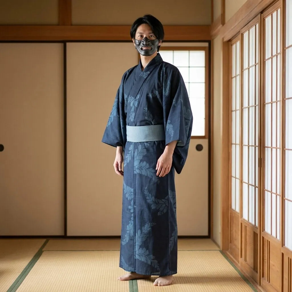 Dunkelblauer Yukata, Vorderansicht