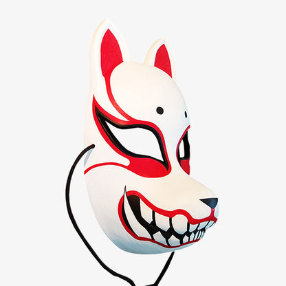 Fuchsdämon Maske mit sichtbaren Zähnen und Fangzähnen aus Fiberglas