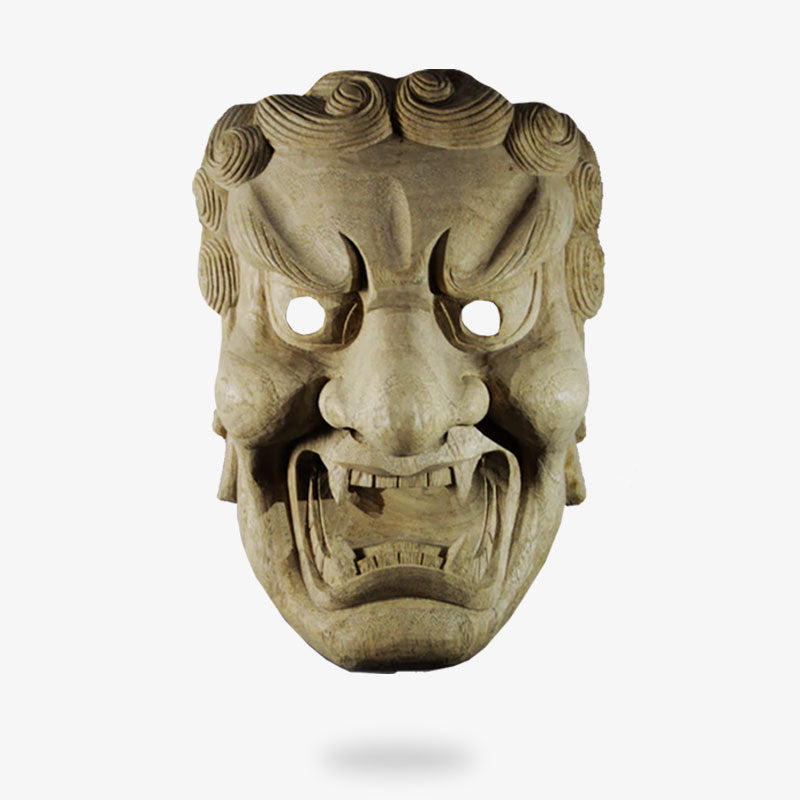 Fudo Maske aus Fiberglas mit Oni Dämon Motiv für Noh Theater
