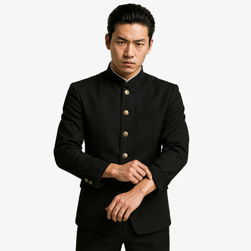 Gakuran Jacke mit hohem Kragen und Knopfleiste für Herren