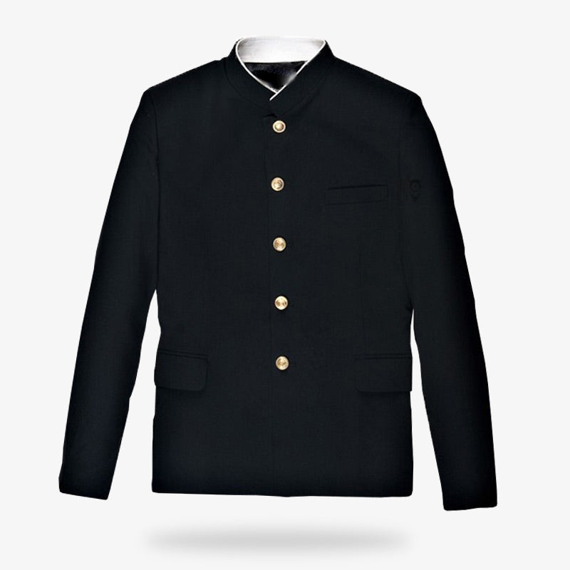 Schwarze Gakuran Jacke als japanische Schuluniform für Herren