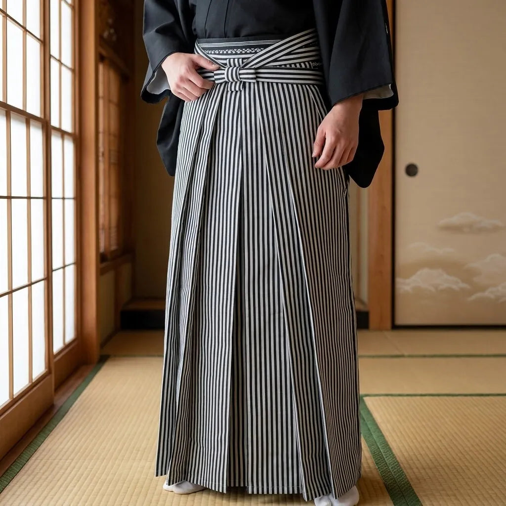Hakama Hose im japanischen Stil mit weiten Hosenbeinen