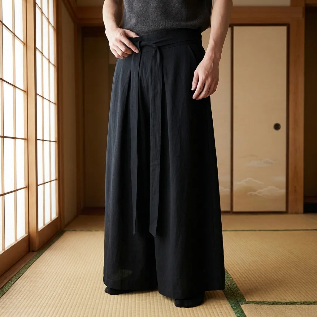 Traditionelle Hakama Hose mit weitem Beinschnitt für Herren