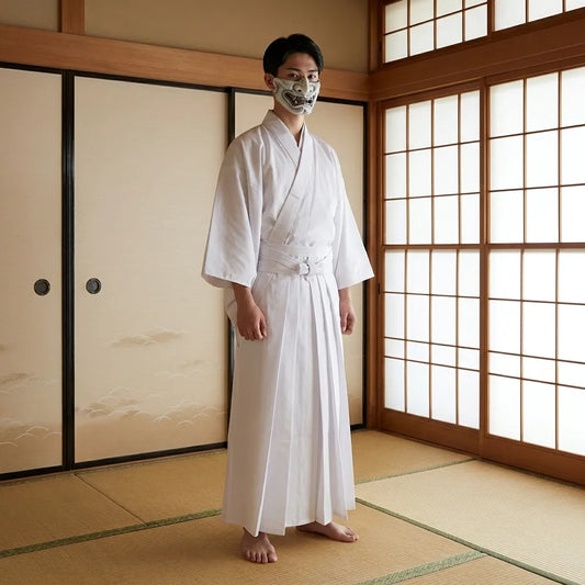 Weiße Hakama Hose in Vorderansicht für Kampfkunst Training