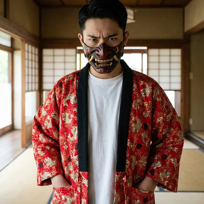 Stilvoll kombinierte Hanten Jacke im japanischen Stil für Damen