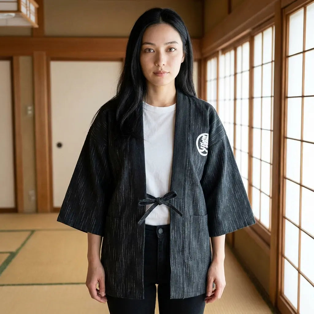 Japanischer Mantel Hanten Jacke mit geradem Schnitt