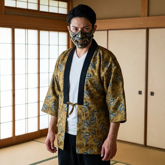 Hanten Tokyo Jacke mit japanischem Drachenmotiv aus Baumwolle
