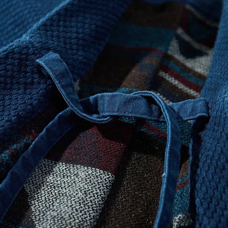 Haori Jacke im Vintage-Stil mit minimalistischem Indigo-Design für lässiges Layering