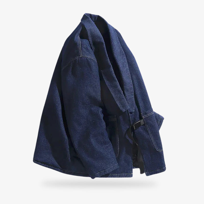 Blaue Haori Jacke mit dezenter Indigo Farbgebung für den Kleiderschrank