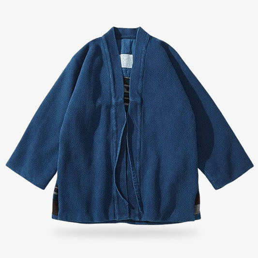 Vintage Haori Kimono Jacke in klassischem Indigo-Ton mit minimalistischem japanischem Design