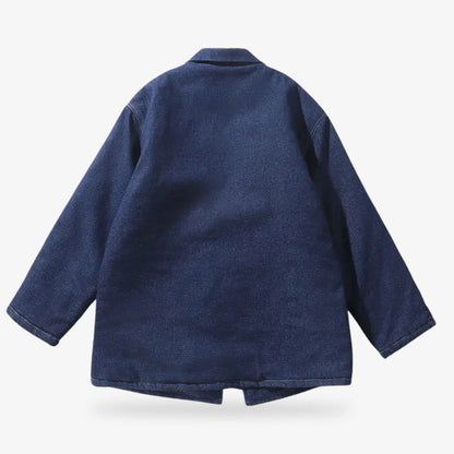 Blaue Haori Jacke mit schlichtem Design in tiefem Indigo, modern und traditionell zugleich
