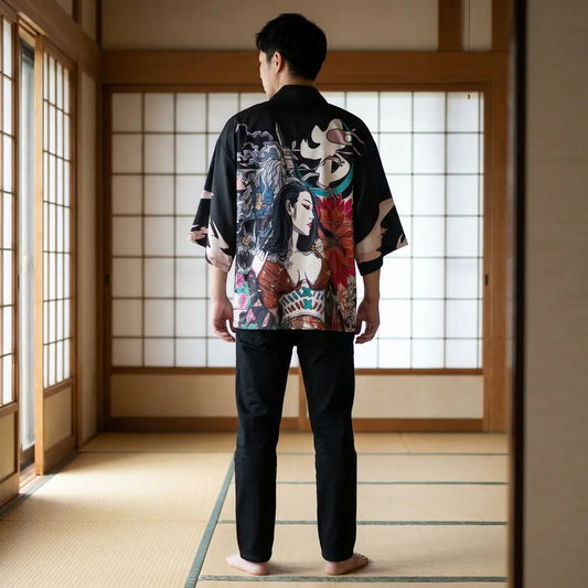 Rückenansicht der Anime Haori Jacke mit vollständigem Rückendesign
