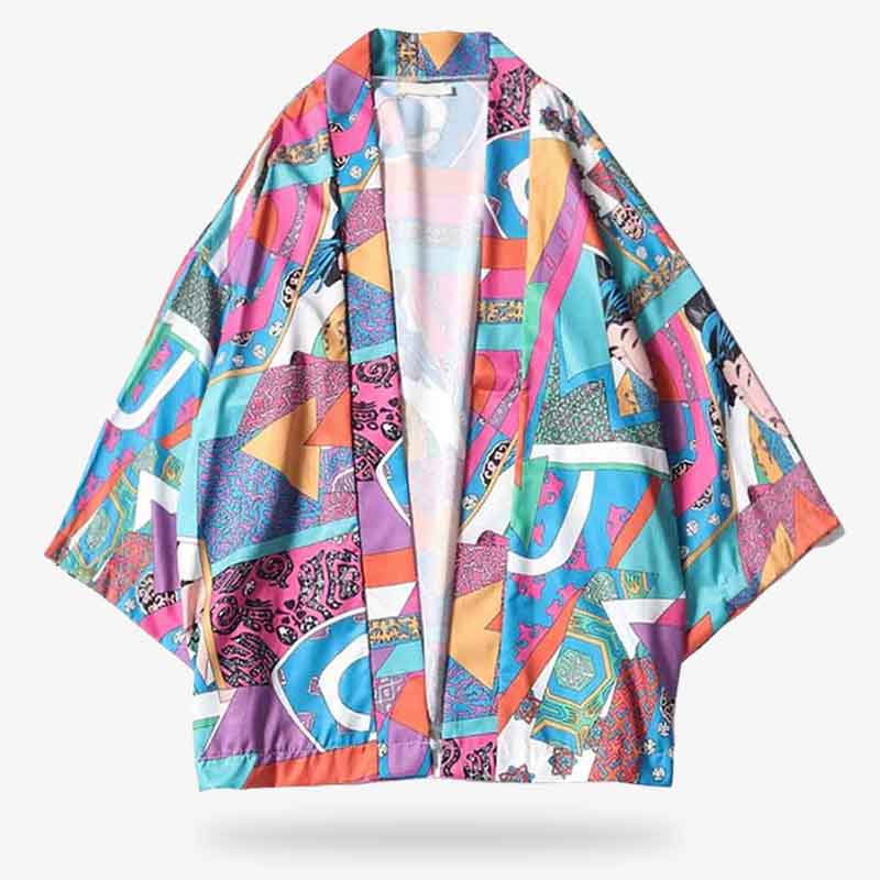 Haori Jacke der Ukiyo-e Kollektion mit buntem, japanisch inspiriertem Muster