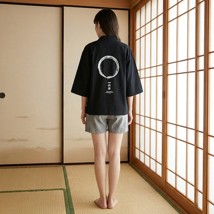 Haori Jacke Herren Rückenmotiv Enso Kreis Detailansicht