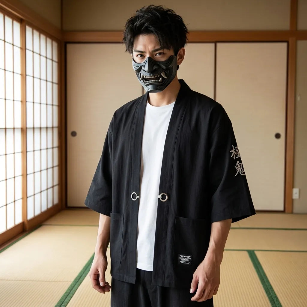 Haori Kimono Jacke Herren im japanisch inspirierten Stil Vorderansicht