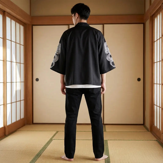 Rückansicht des Drachen Haori mit vollständigem Rückenmotiv