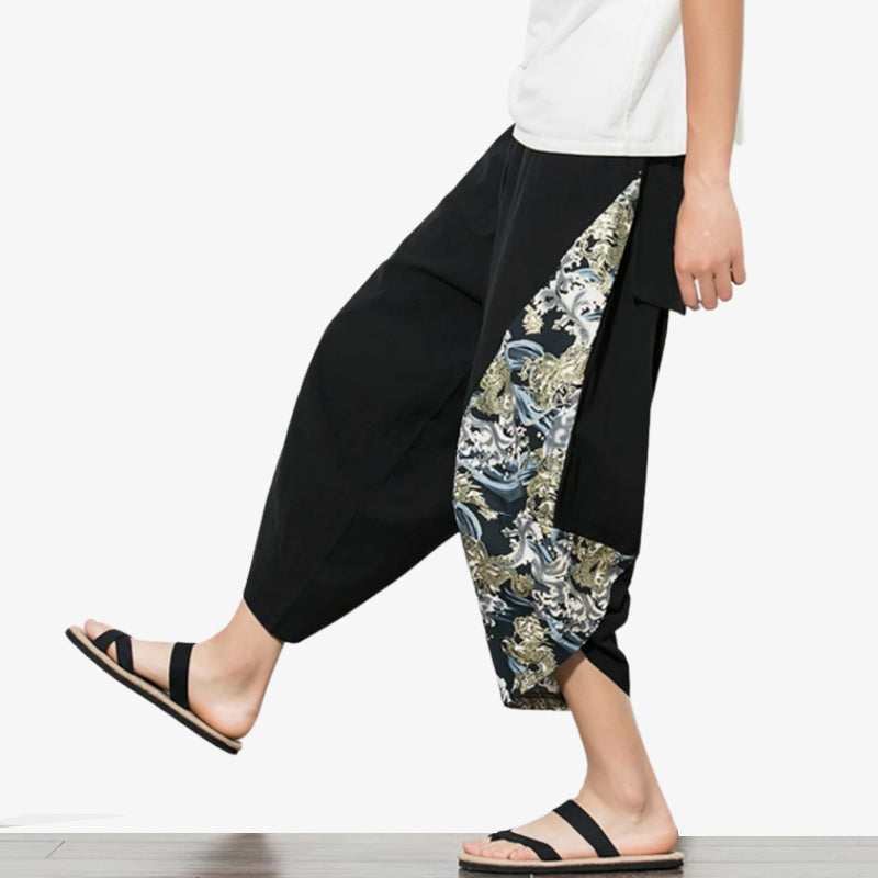 Lockere Haremshose im japanischen Streetwear-Stil aus weichem Stoff