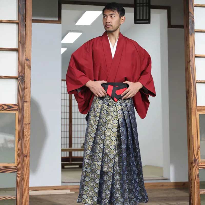 Herren Kimono kombiniert mit Obi Gürtel und Hakama Hose