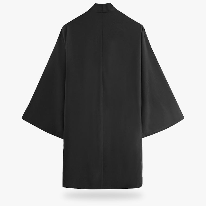 Schwarzes modernes Herrenkimono mit langen Ärmeln