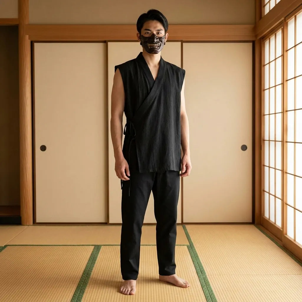 Ärmelloses Japan T-Shirt in Schwarz, Ansicht von vorne