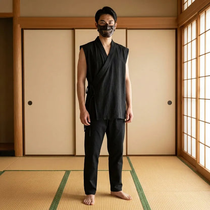 Ärmelloses Japan T-Shirt in Schwarz, Ansicht von vorne