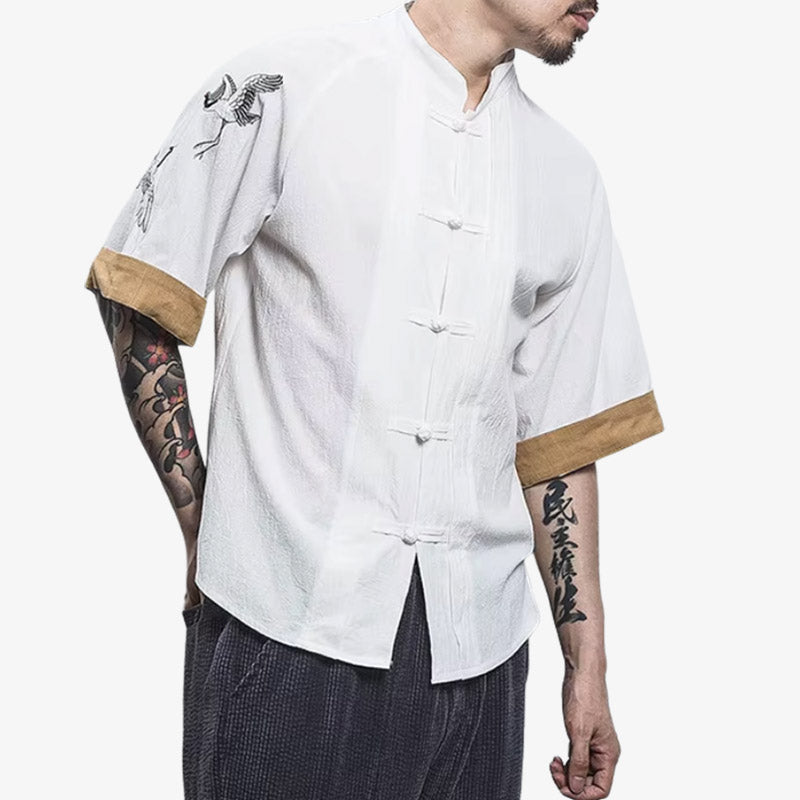 Mann im Japan T-Shirt mit schlichtem Print und weichem Material