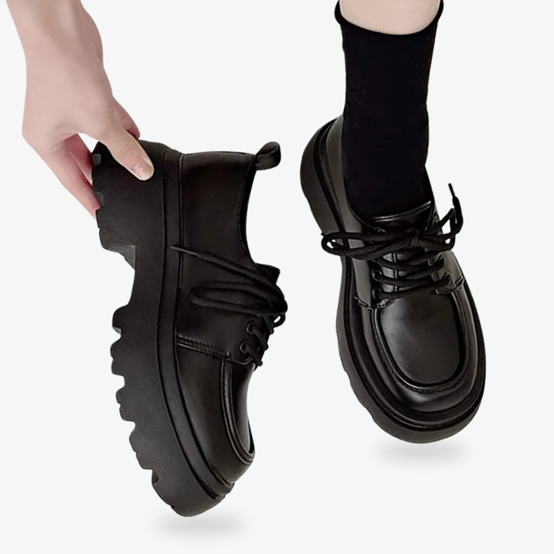 Japanische Cosplay Schuluniform Schuhe mit Plateausohle aus Kunstleder für stilvolle Uniform-Outfits