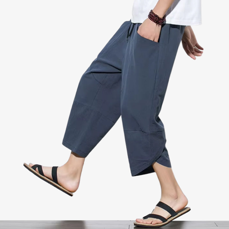 Japanische Cropped Hose für Herren mit lockerer Passform für den Alltag