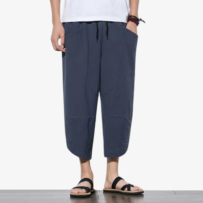 Japanische Hose für Herren mit weitem Bein und hochwertiger Verarbeitung