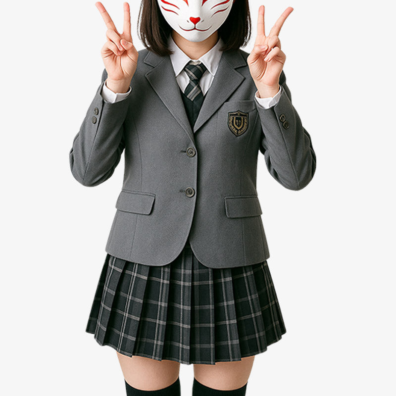 Japanisches Schulmädchen-Uniform-Set mit Sailor-Oberteil und plissiertem Rock