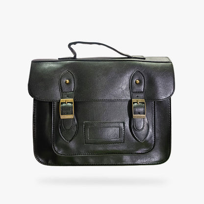 Schwarze japanische Schultasche aus Kunstleder im Retro-Schulranzen-Stil